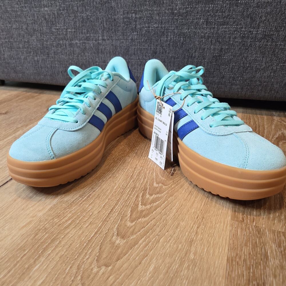adidas VL Court Bold Platform Women's 7 Aqua Blue Gum JS3813 NWT Box Damage